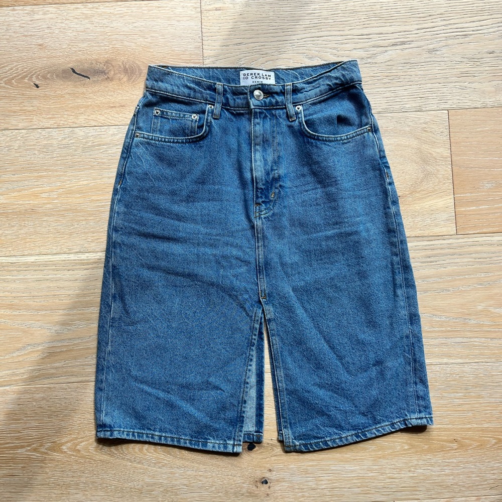 Derek Lam 10 Denim Skirt Medium Wash Middle Slit Size 26